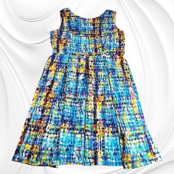 Ellen Tracy multi-color blocks sleeveless princess dress - Picture 7 of 7